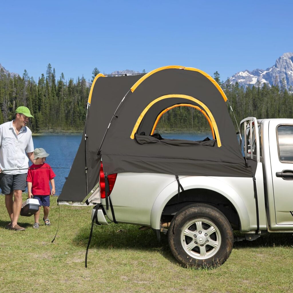 Pickup Truck Tent, Portable Truck Bed Tent for Camping, Waterproof PU2000mm Double Layer for 2 Person, 5.5-6.5 FT Truck Bed,Compact and Full Size Regular Bed Long Bed, Waterproof Bed Tent